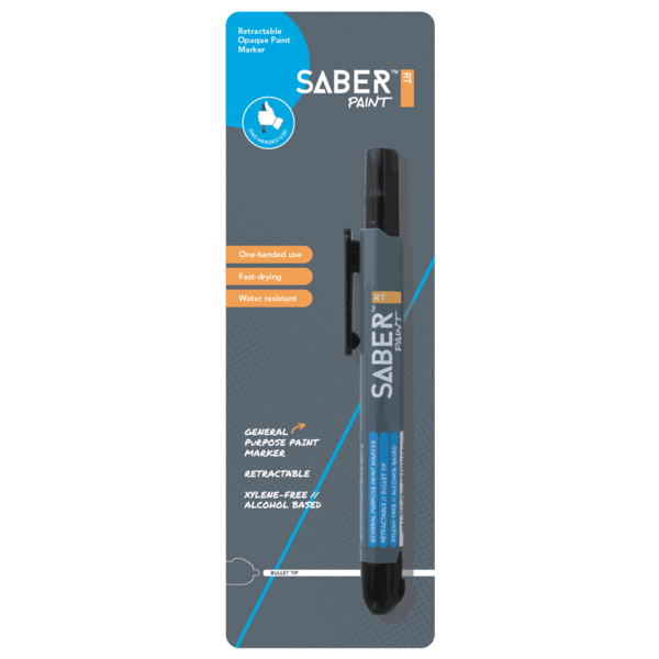 Saber Paint Rt Retractable Paint Marker, General Purpose, Black 59111